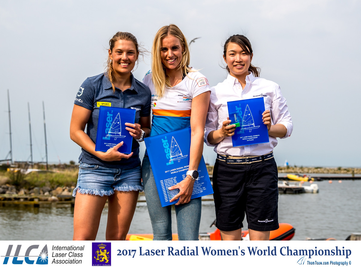  Laser Radial  Men's + Women's World Championship 2017  Medemblik NED  Final results  L'or pour Marit Bouwmeester NED et Marcin Rudawski POL