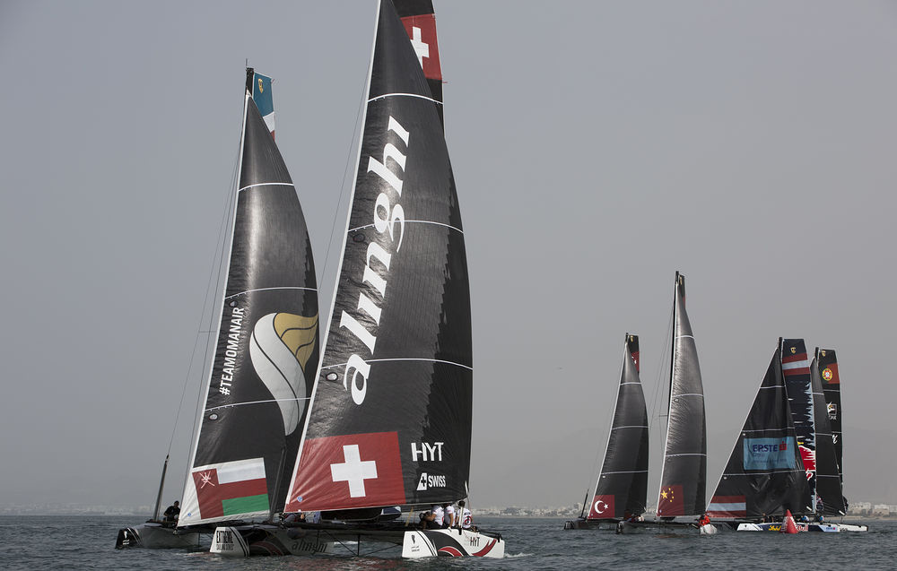  GC32Catamaran  Extreme Sailing Series  Act 1  Muscat OMN  Final results, Larson's Oman Air first, Canfield's China One 6th