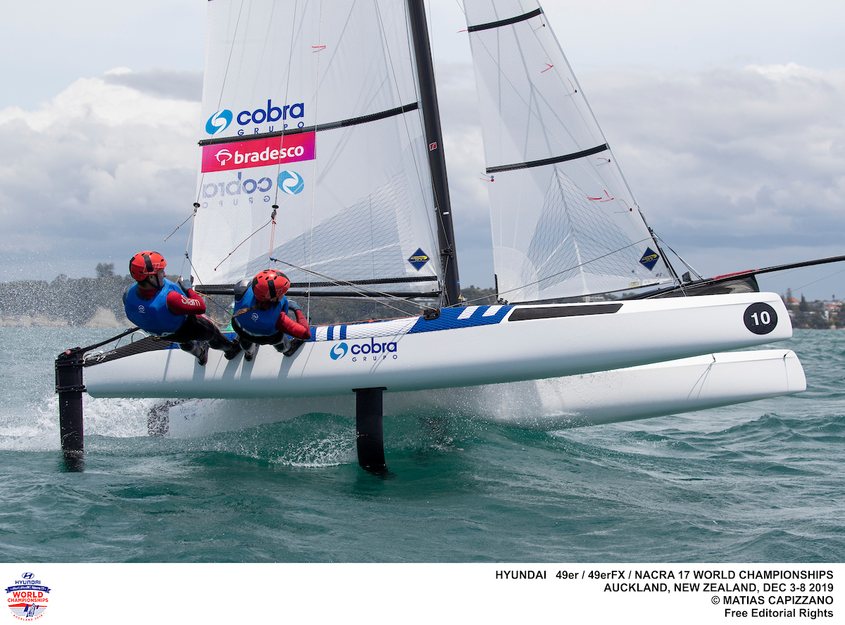  Nacra 17, 49er, 49erFX  World Championship  Auckland NZL  Day 1  only 49ers with two races undeway, Snow/Wilson on 8th best US team i