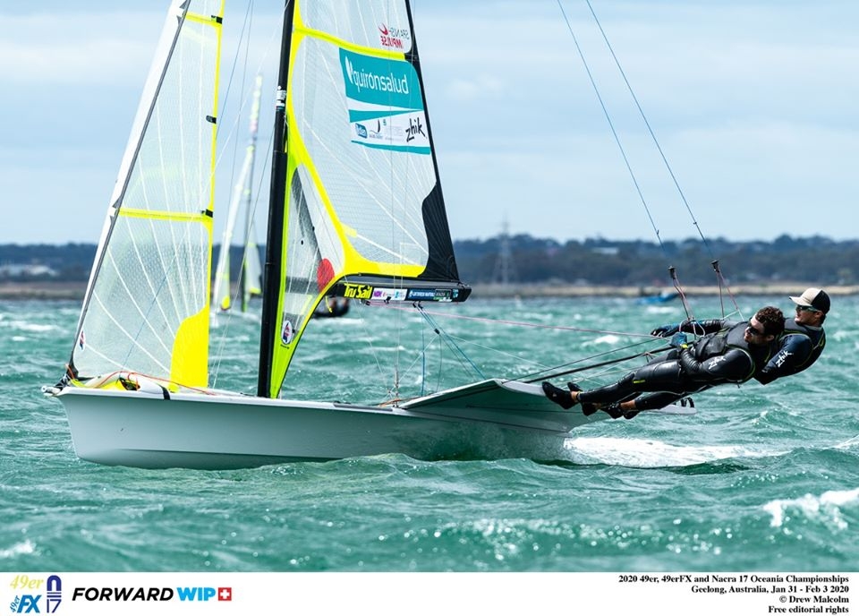  49er, 49erFX, Nacra 17  Oceania Championship 2020  Geelong AUS  Day 3, US teams in the Nacra17 and 49erFX top10s