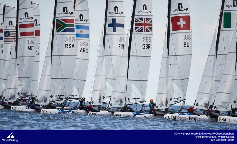  29er, 420, Laser Radial, Nacra 15, RS:XWindsurfer  Youth World Championship 2019  Gdynia POL  Day 2, seven North Americans in top 10