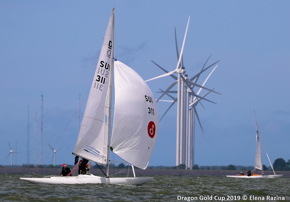  Dragon  GoldCup 2019  Medemblik NED  Day 1, begin of the Championship postponed due to too much wind