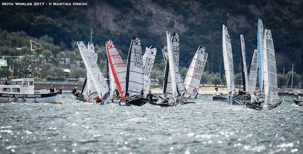  Moth  World Championship 2017  Malcesine ITA  Day 2, the Laser Olympic Champions Goodison GBR and Slngsby AUS on top after two races, Brad Funk USA 24th
