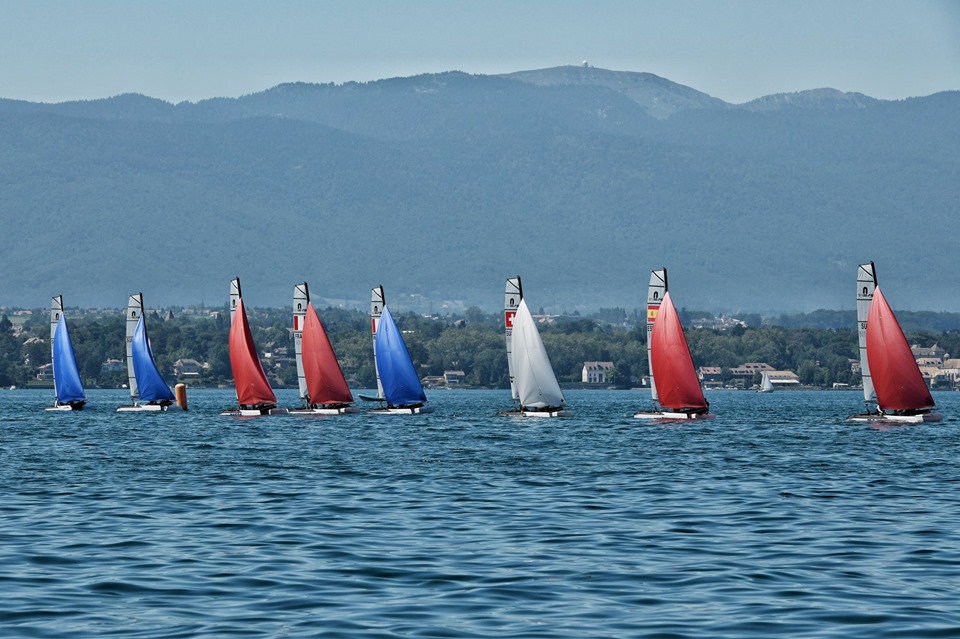  Nacra 15  Swiss Championship 2019  CN Versoix  Day 1, for six international teams a tuneup for the Youth Worlds in July