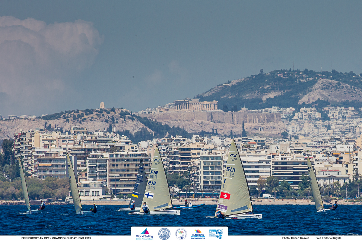  Finn  European Championship 2019  Athens GRE  Day 4  Paine USA 12th now with an Olympic berth, Ramshaw CAN 14th
