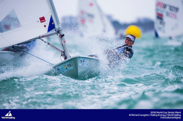  Laser Olympic Worldcup 2018  Olympic Classes Regatta  Miami FL, USA  Day 4, Buckingham USA racing for the Medal Race cut today