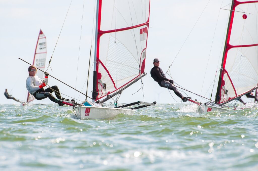  MustoSkiff  World Championship 2019  Medemblik NED  Day 2, 92 skiffs from 11 nations racing, Newman AUS leading
