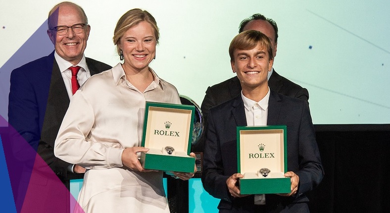  World Sailing Annual Conference  Nassau BAH  Marco Gradoni ITA and AnneMarie Rindom DEN World Sailors of the Year