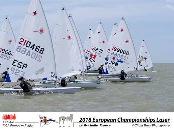  Laser Standard + Radial  European Championship 2018  La Rochelle FRA  Day 1, top10 results for USA men and women