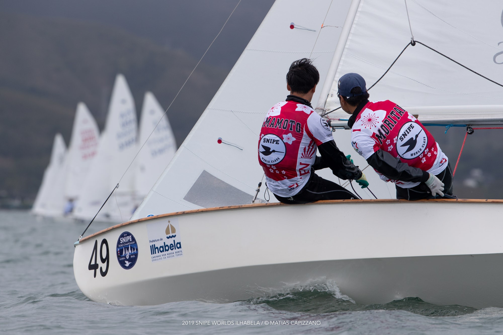  Snipe  2019 Snipe World Championship  Ilhabela, Brazil  Day 1, one race in light winds and drizzle