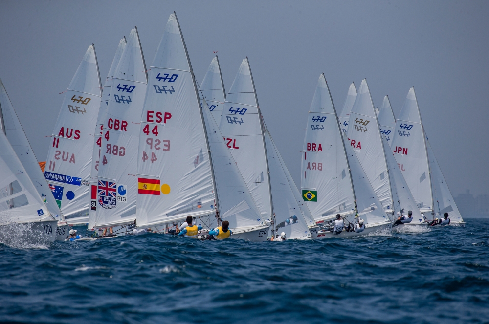  470  World Championship 2021  Vilamoura POR  Today Practice Race, with the US Sailing Team