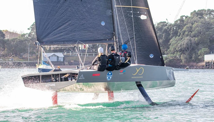  Youth America's Cup  first photos of the AC9F foiler on the water