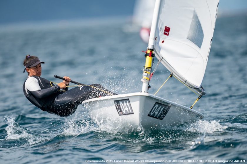  Laser Radial  World Championship 2019  Sakaiminato JPN  Day 4, new leading trio, the USA women Rose and Railey on 6th and 7th