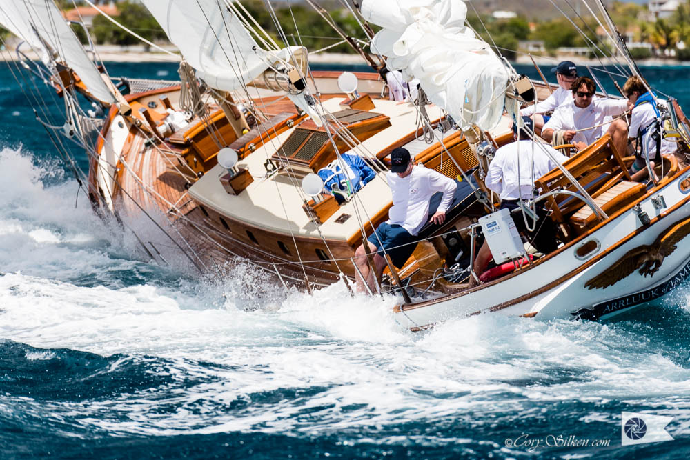  Various Yachts  Antigua Classic Yacht Regatta  Day 2  Line honours for the 79footer Mariella