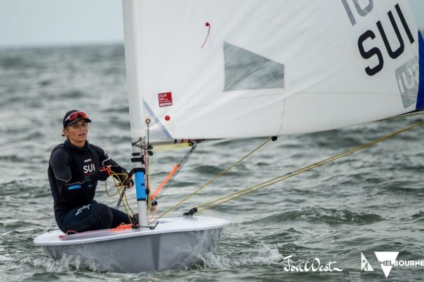  Laser Radial/RS:XWindsurf  World Championship 2020  Melbourne AUS  Sarah Douglas CAN now on 6th, Charlotte Rose USA coming strongly from behind