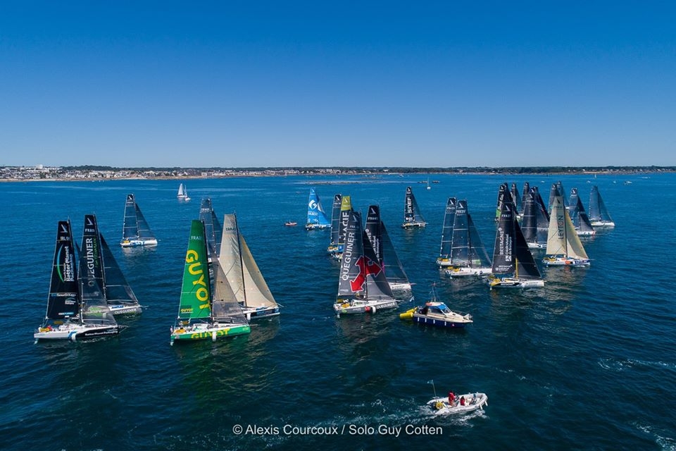  Figaro 3  Solo Concarneau  Day 1, with 31 foiling Figaros racing