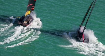  AC75  America's Cup World Series  Auckland NZL  Day 1  American Magic day leader with two wins