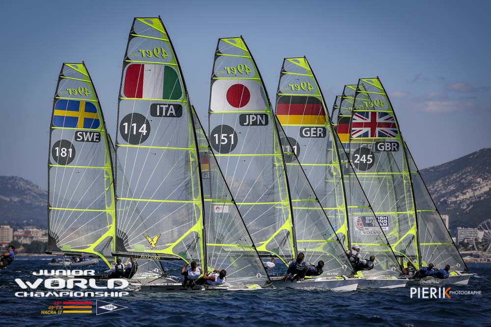  49er, 49erFX  Junior World Championship 2018  Marseille FRA  Day 2, with USA and CAN participants, Wilmot/Housberg USA 1st 49erFX