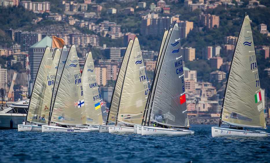  Olympic Worldcup 2019  Act 3  Genova ITA  Day 5  Stephanie Roble/Magaret Shea USA 49erFX and Ravi Parent/Caroline Atwood USA Nacra17 in the Medal Races today