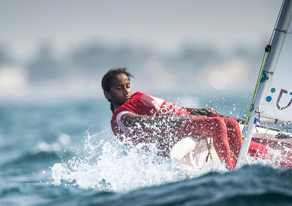  Optimist  Asia + Oceania Championship 2019  Muscat OMN  Day 1, over 200 participants including USA Optimists