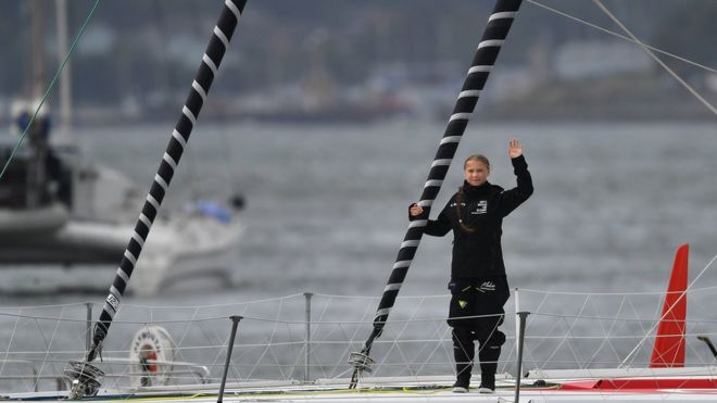 IMOCA Open 60  Sailing in the headlines of world media: Greta Thunberg SWE crosses the atlantic on a Open 60 !