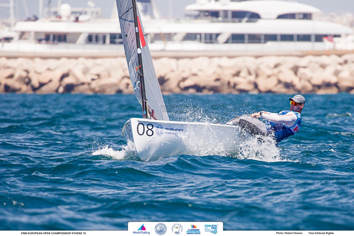  Finn  European Championship 2019  Athens GRE  Start today, with three USA and three CAN helmsmen