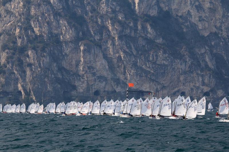  Optimist  Lake Garda Meeting  Riva ITA  Day 1  with big delegations from North America and the Caribbeans