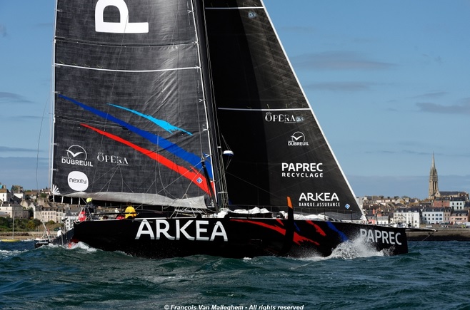  IMOCA Open 60  Bermudes 1000 Race  Douarnenez FRA  Day 2  Simon FRA reclaims rank 1 in the upwind to Fastnet Rock off Ireland