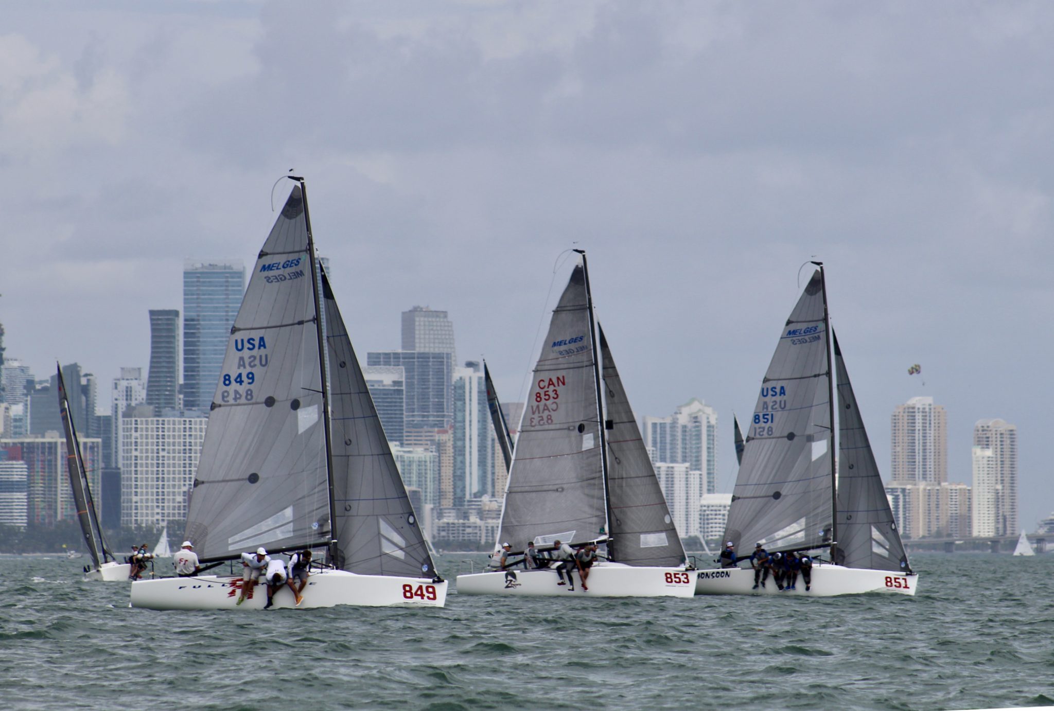  J/70, Melges 24  2020 Bacardi Invitational Winter Series  Event 1  Day 1, 21 J/70 and 19 Melges 24 racing
