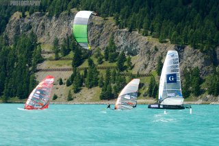  Windsurfing  EngadineWind / IFCA Foil World Championships  Silvaplana SUI  Day 2, 69 participants from 17 nations/3 continents