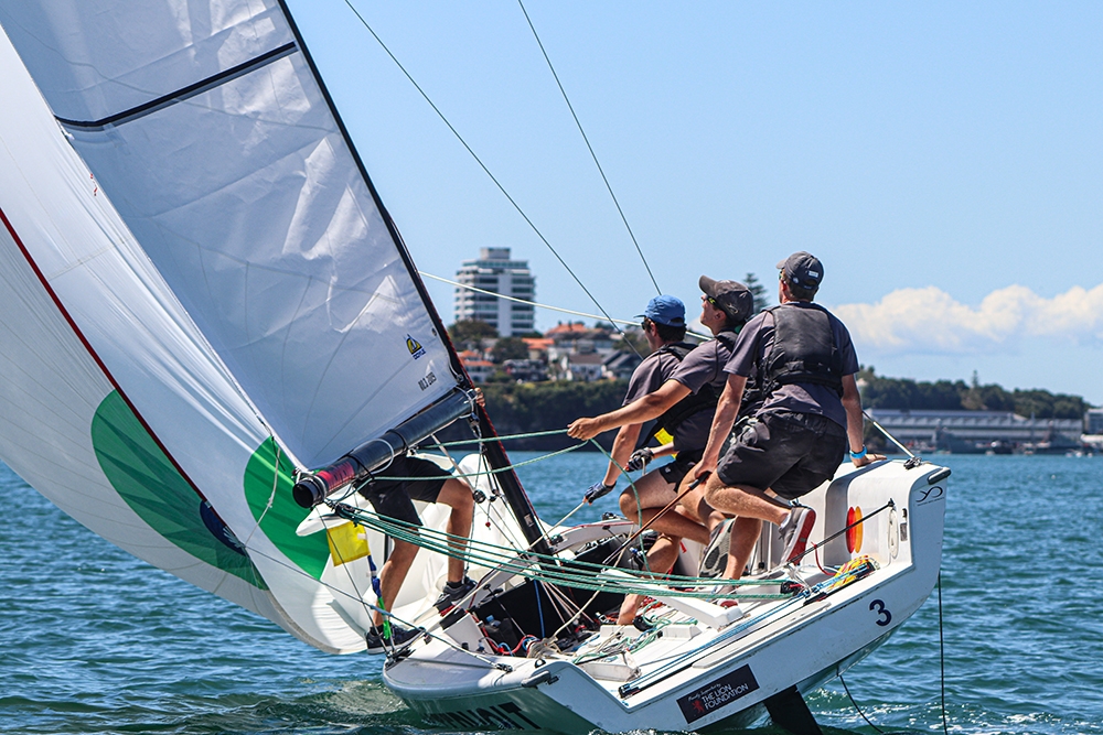  Match Racing  Youth Match Race Cup  Auckland NZL  Day 2, a FRA/AUS/NZL trio on top, Parkin USA 5th
