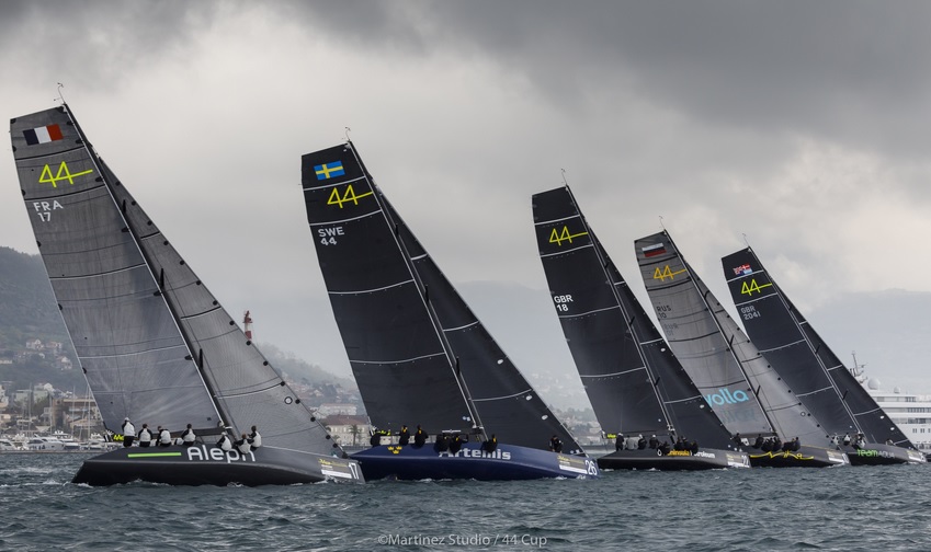  RC44  Montenegro Cup  Porto Montenegro  Day 1  Team CEEREF SLO ahead of Team Nika RUS after two races