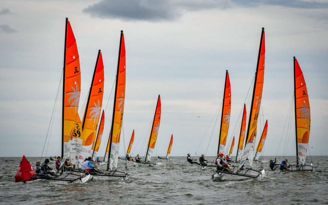  HobieCat 16  World Championship 2019  Captiva Island FL, USA  Day 9, AUS and DEN teams tied on top before Finals