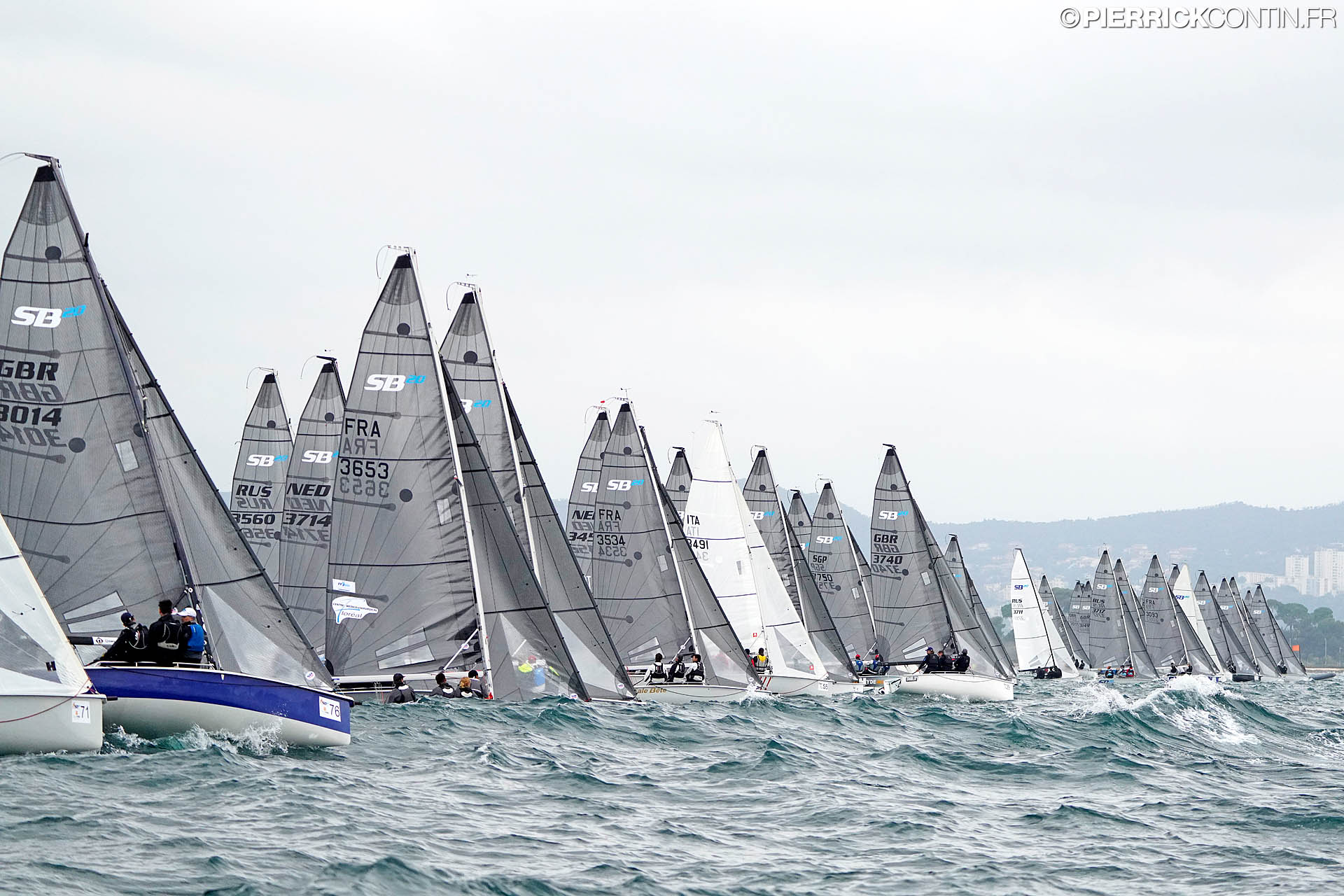  SB20  World Championship 2019  Hyeres FRA  Day 2, only one race in fresh wind, no change on top