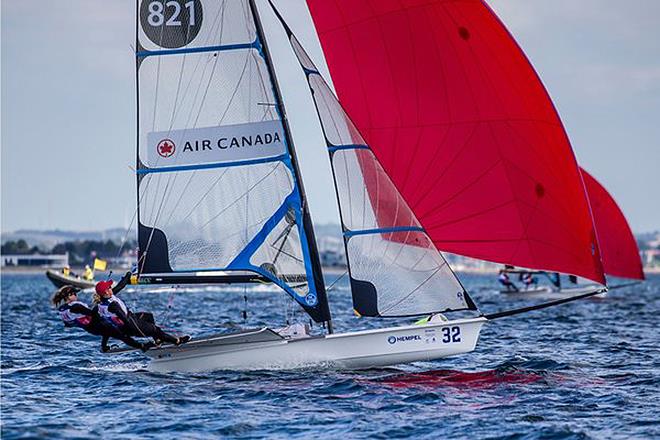  49er, 49er FX  Pan Am Games  Lima PER  Day 1, Greal BRA wins in both fleets, USA and CAN teams on 3rd and 4th
