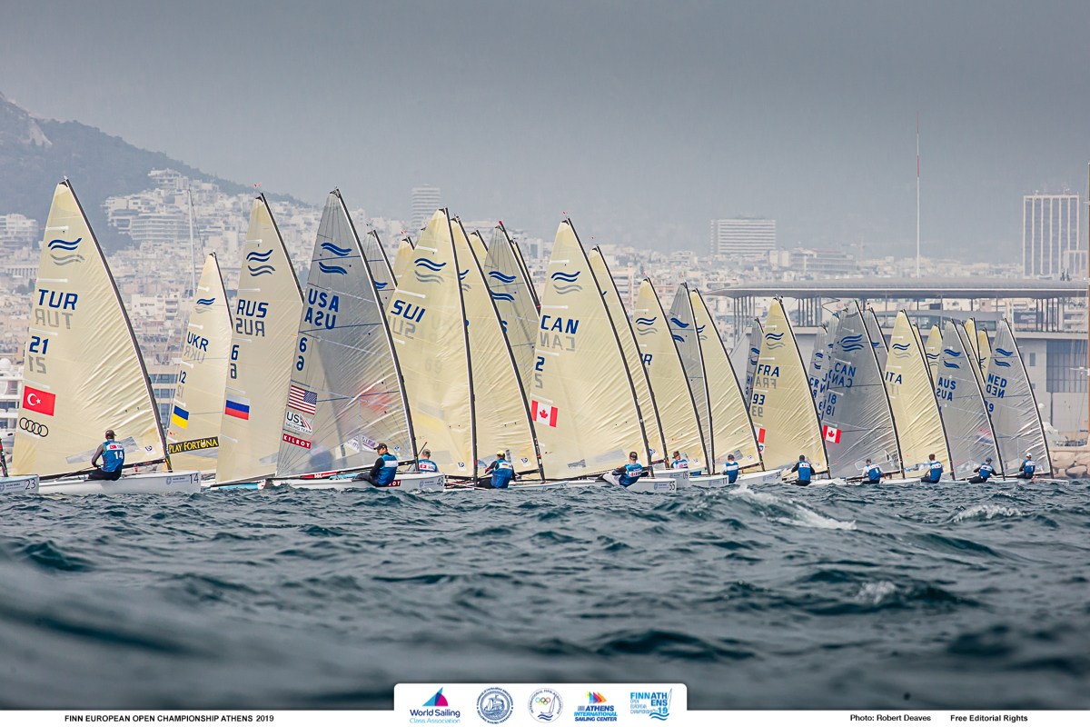  Finn  European Championship 2019  Athens GRE  Day 2, NorAms on the ranks 12 (Ramshaw CAN) and 23 (Paine USA)