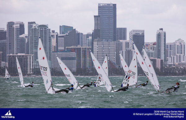  Laser  Olympic Worldcup 2018  Olympic Classes Regatta  Miami FL, USA  Day 3, Buckingham USA 9th to fight for tomorrow's Medal Race
